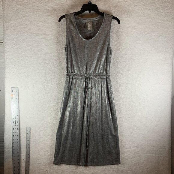 Dolan Left Coast by Anthropologie Knit Dress Women's Small‎ Metallic Silver 8552 - Picture 1 of 9